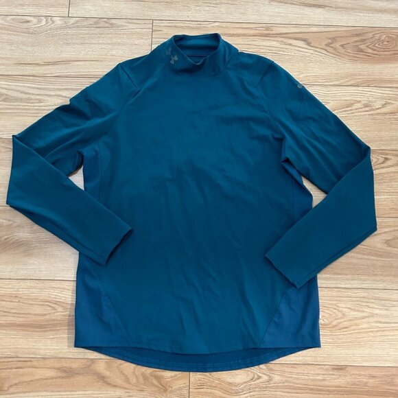 Under Armour Rush Pullover Mens Large Green Mock Long Sleeve Turtle Neck - Picture 1 of 6